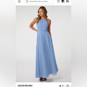 Azazie Melinda in Steel Blue Chiffon Bridesmaid Dress